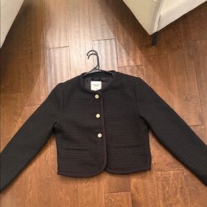 Abercrombie & Fitch Tweed Black Knit Jacket with Gold Accents